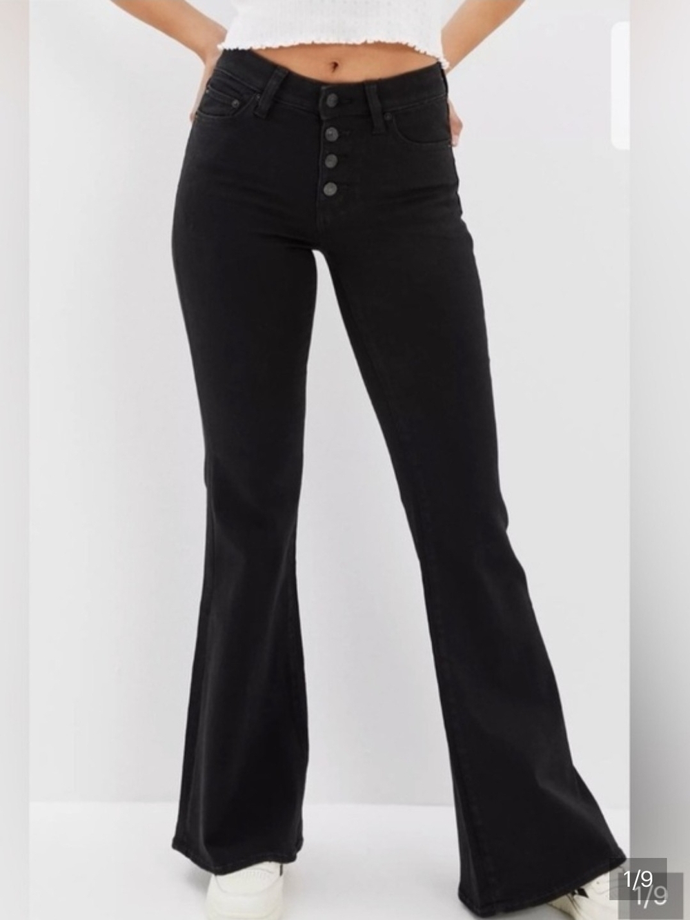American Eagle Outfitters Black High-Rise Festival Flare Jeans